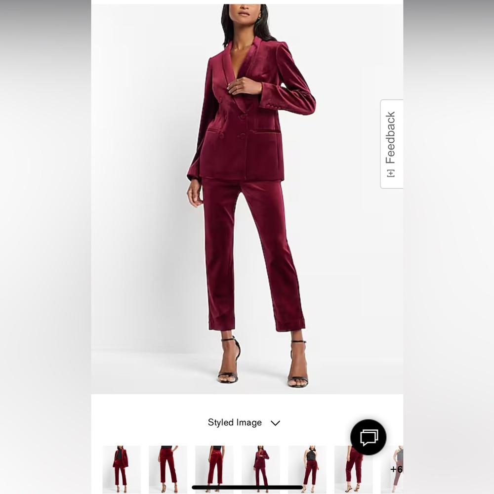 Express Ruby Editor High waisted velvet straight cropped pant